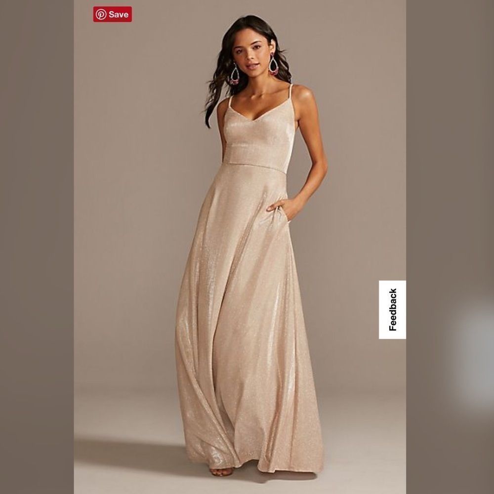 David’s Bridal Rose Gold Glittered Brides Maid Dress